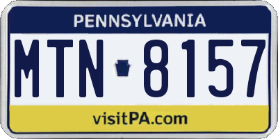 PA license plate MTN8157