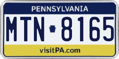 PA license plate MTN8165