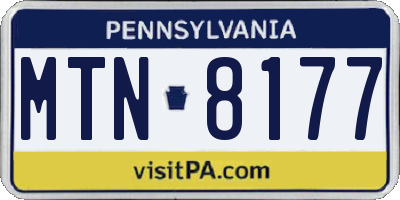 PA license plate MTN8177
