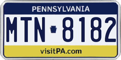 PA license plate MTN8182
