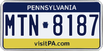 PA license plate MTN8187