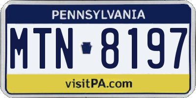 PA license plate MTN8197