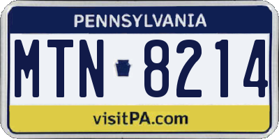 PA license plate MTN8214