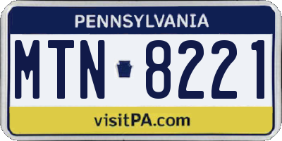 PA license plate MTN8221