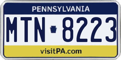PA license plate MTN8223