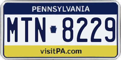 PA license plate MTN8229