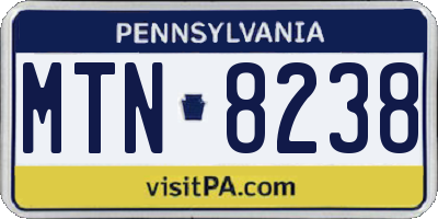 PA license plate MTN8238