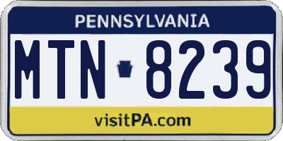 PA license plate MTN8239