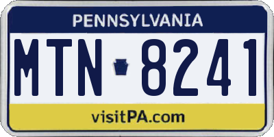 PA license plate MTN8241