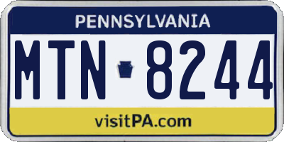 PA license plate MTN8244