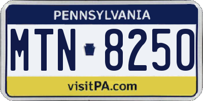 PA license plate MTN8250