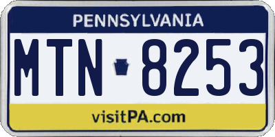 PA license plate MTN8253