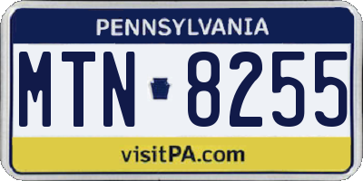 PA license plate MTN8255