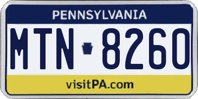 PA license plate MTN8260
