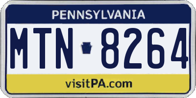 PA license plate MTN8264