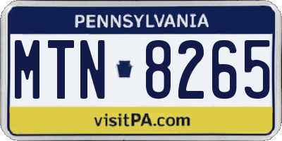 PA license plate MTN8265