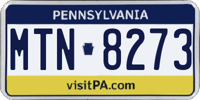 PA license plate MTN8273