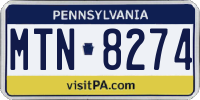 PA license plate MTN8274