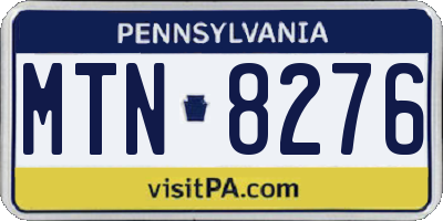 PA license plate MTN8276
