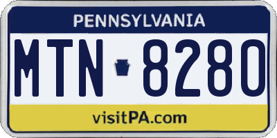 PA license plate MTN8280