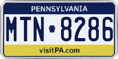 PA license plate MTN8286