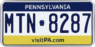 PA license plate MTN8287