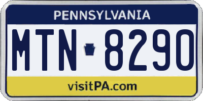 PA license plate MTN8290