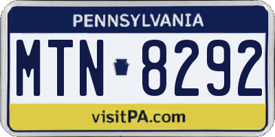 PA license plate MTN8292