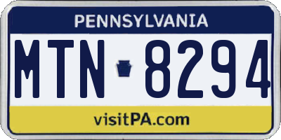 PA license plate MTN8294