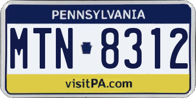 PA license plate MTN8312