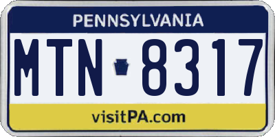 PA license plate MTN8317