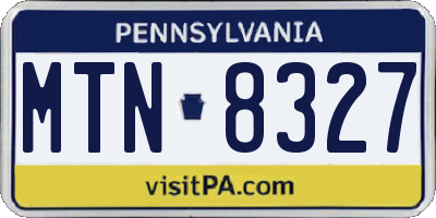 PA license plate MTN8327