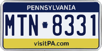 PA license plate MTN8331