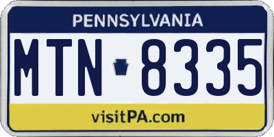 PA license plate MTN8335