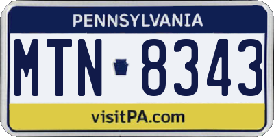 PA license plate MTN8343