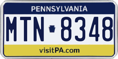 PA license plate MTN8348