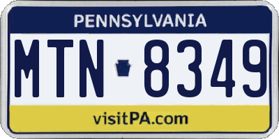 PA license plate MTN8349