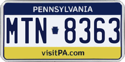 PA license plate MTN8363