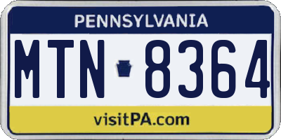 PA license plate MTN8364