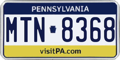 PA license plate MTN8368