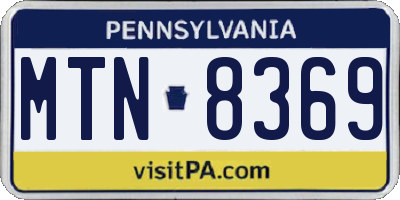 PA license plate MTN8369