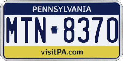 PA license plate MTN8370