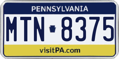 PA license plate MTN8375