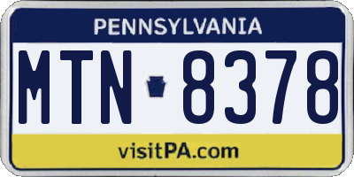 PA license plate MTN8378