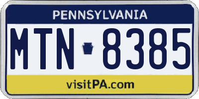 PA license plate MTN8385