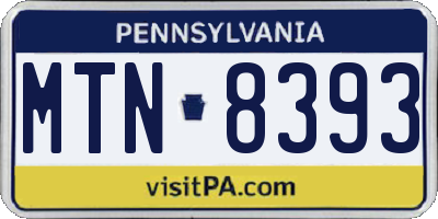 PA license plate MTN8393