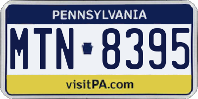 PA license plate MTN8395