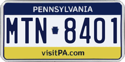 PA license plate MTN8401