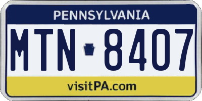 PA license plate MTN8407