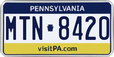 PA license plate MTN8420
